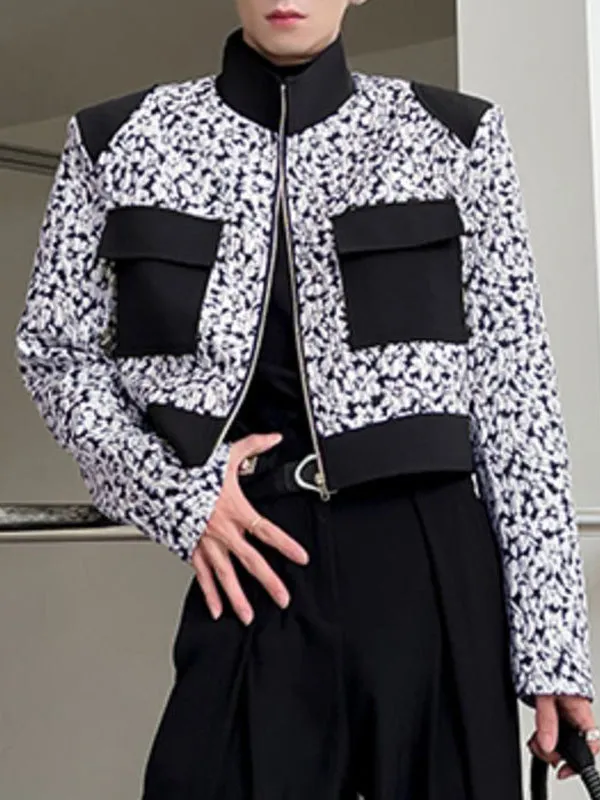 Mens Floral Print Patchwork Jacket Crop Top SKUK30312 sold by Incerunmen product image thumbnail 2