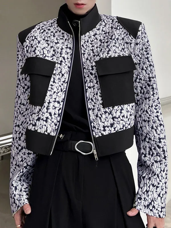Mens Floral Print Patchwork Jacket Crop Top SKUK30312 sold by Incerunmen