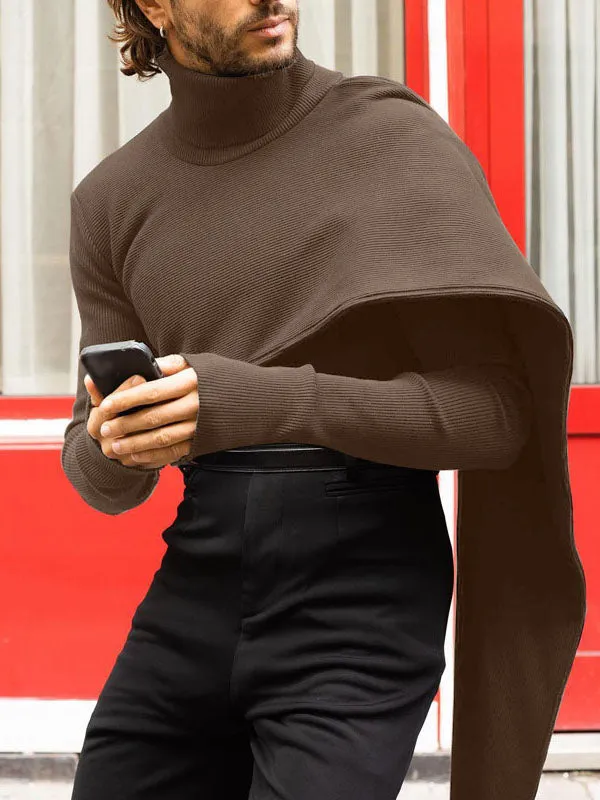 Mens High Neck Rib-Knit Irregular Sweater SKUK30890 sold by Incerunmen product image thumbnail 4