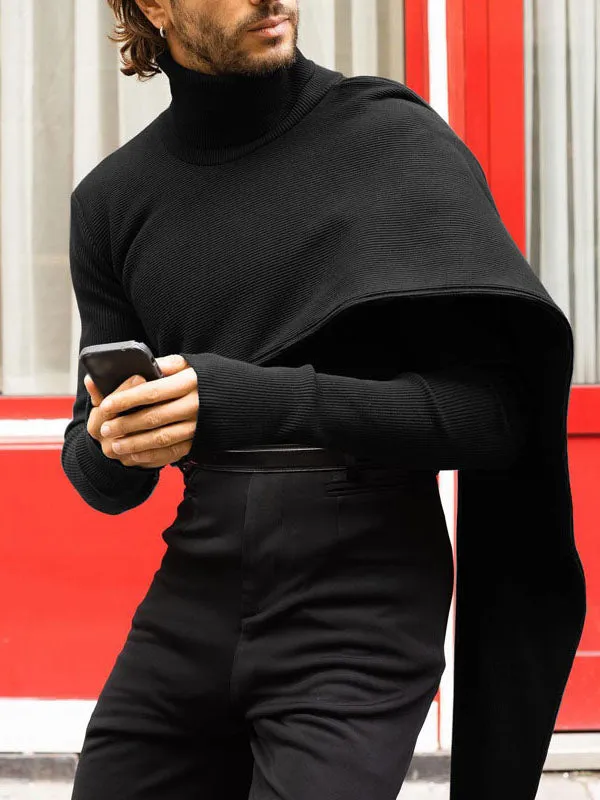 Mens High Neck Rib-Knit Irregular Sweater SKUK30890 sold by Incerunmen