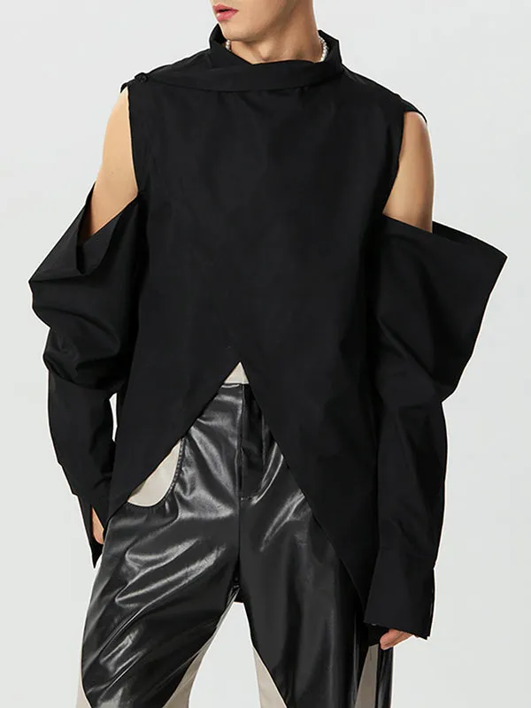 Mens Cross Design Cold Shoulder Solid Shirt SKUK31927 sold by Incerunmen