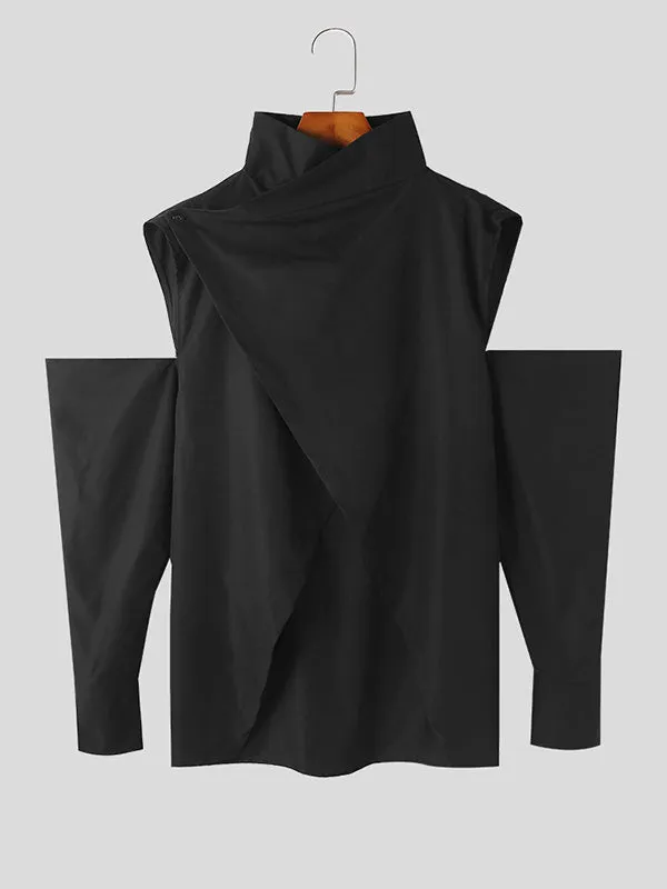 Mens Cross Design Cold Shoulder Solid Shirt SKUK31927 sold by Incerunmen product image thumbnail 5
