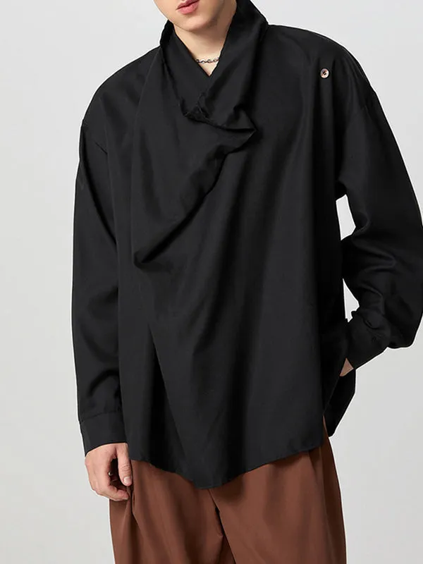 Mens Solid Irregular Neck Long Sleeve Shirt SKUK30968 sold by Incerunmen