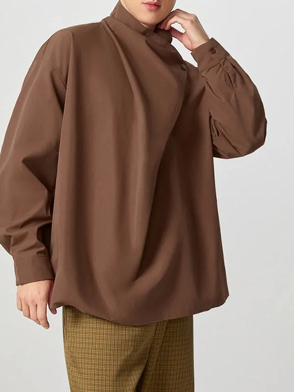 Mens Solid Irregular Neck Long Sleeve Shirt SKUK30968 sold by Incerunmen product image thumbnail 5