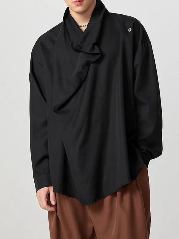 Mens Solid Irregular Neck Long Sleeve Shirt SKUK30968 sold by Incerunmen product image thumbnail 2