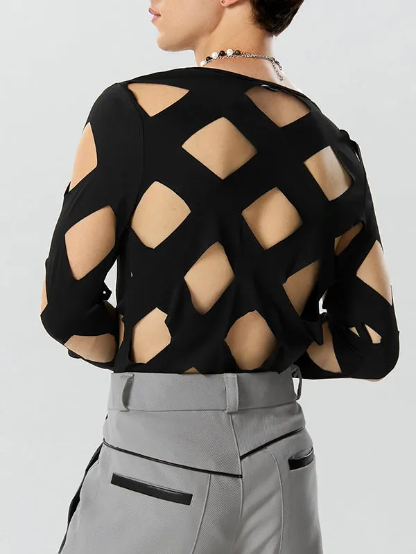 Mens Cutout Crew Neck Long Sleeve Bodysuit SKUK28608 sold by Incerunmen product image thumbnail 3