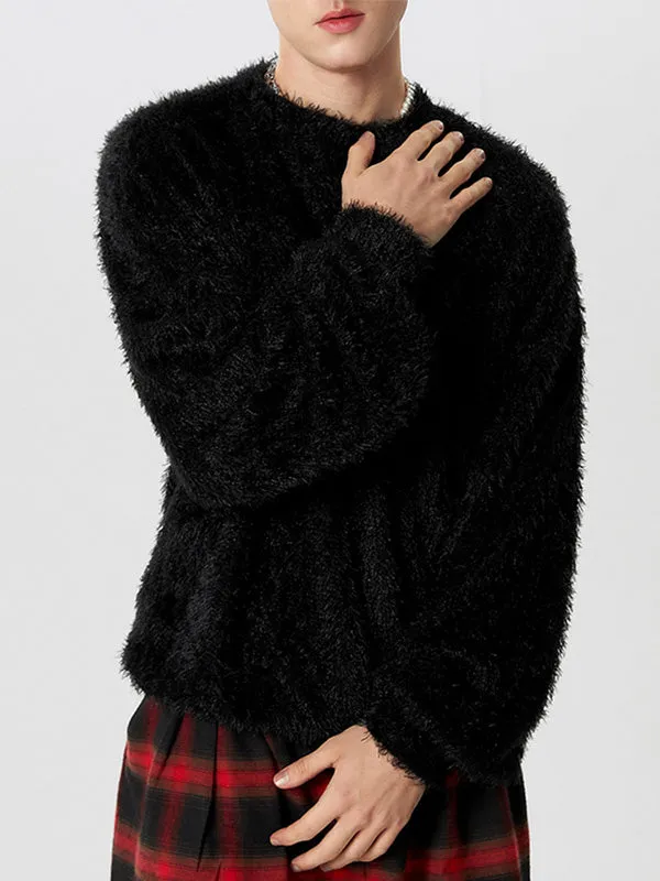 Mens Plush Crew Neck Loose Pullover Sweater SKUK29419 sold by Incerunmen product image thumbnail 5