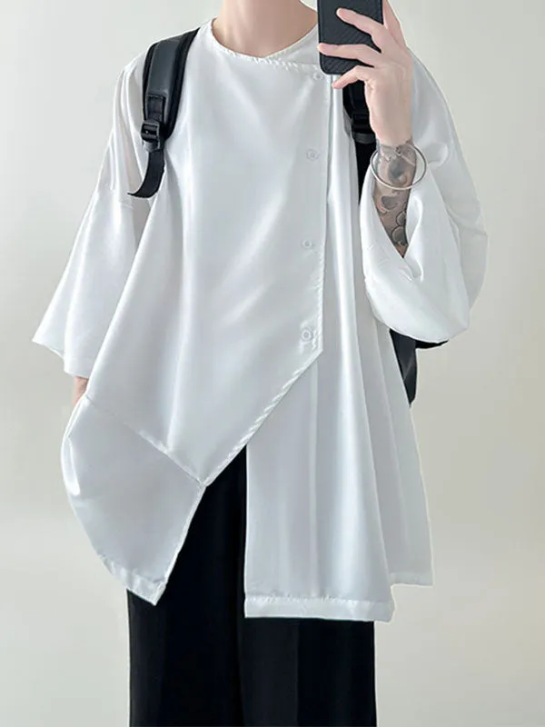 Mens Solid Collarless Irregular Placket Shirt SKUK30293 sold by Incerunmen product image thumbnail 3