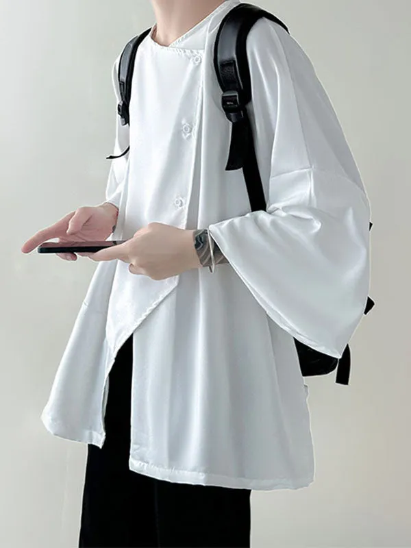 Mens Solid Collarless Irregular Placket Shirt SKUK30293 sold by Incerunmen product image thumbnail 4