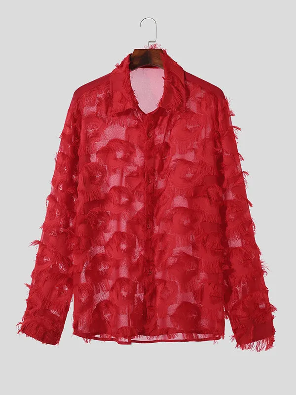 Mens Fringe See Through Long Sleeve Shirt SKUK25928 sold by Incerunmen product image thumbnail 4