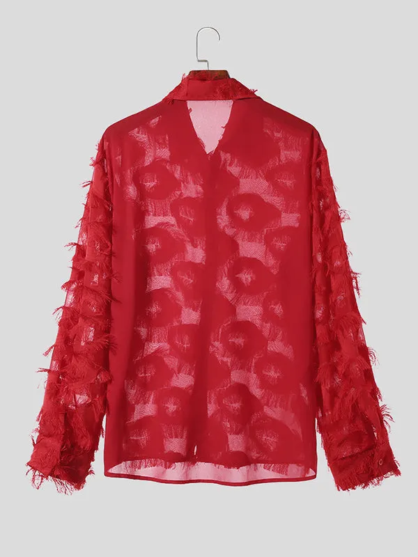 Mens Fringe See Through Long Sleeve Shirt SKUK25928 sold by Incerunmen product image thumbnail 5