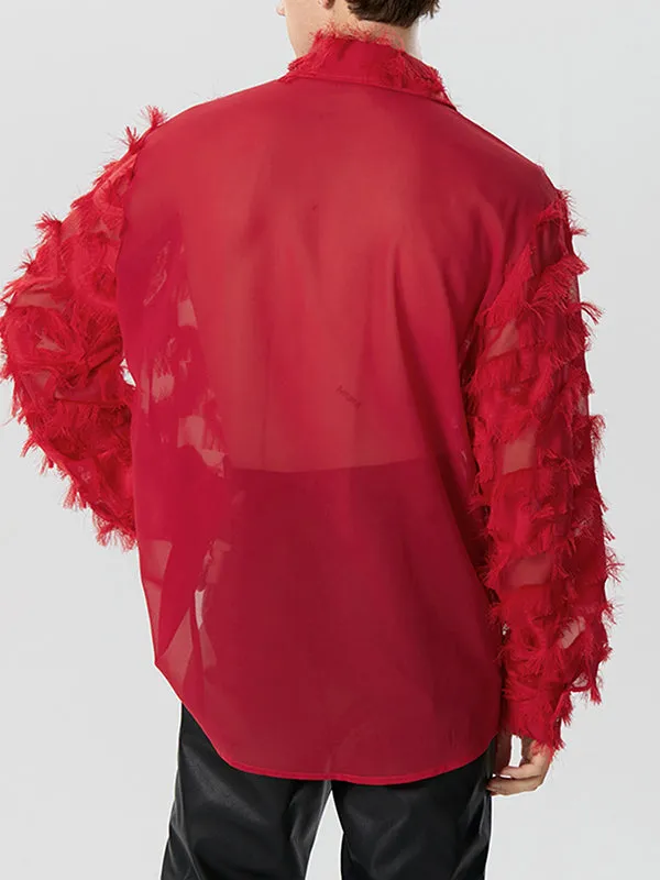 Mens Fringe See Through Long Sleeve Shirt SKUK25928 sold by Incerunmen product image thumbnail 3