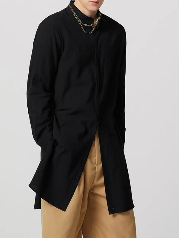 Mens Solid Stand Collar Cotton Muslim Robe SKUK28891 sold by Incerunmen