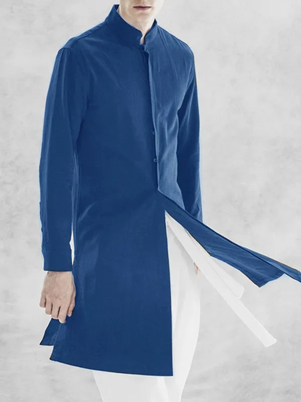 Mens Solid Stand Collar Cotton Muslim Robe SKUK28891 sold by Incerunmen product image thumbnail 5