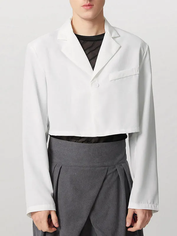 Mens Solid Lapel Casual Blazer Crop Top SKUK27769 sold by Incerunmen product image thumbnail 5