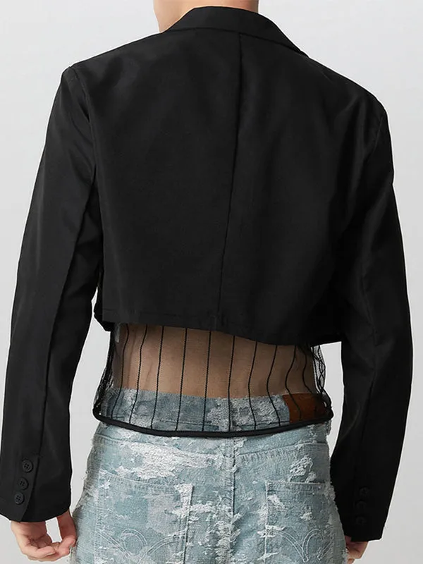 Mens Solid Lapel Casual Blazer Crop Top SKUK27769 sold by Incerunmen product image thumbnail 3