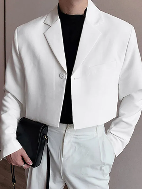 Mens Solid Lapel Casual Blazer Crop Top SKUK27769 sold by Incerunmen product image thumbnail 4