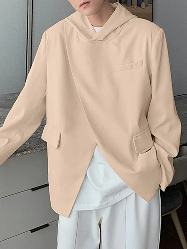 Mens Solid Irregular Placket Casual Hooded Blazer SKUK28512 sold by Incerunmen product image thumbnail 5