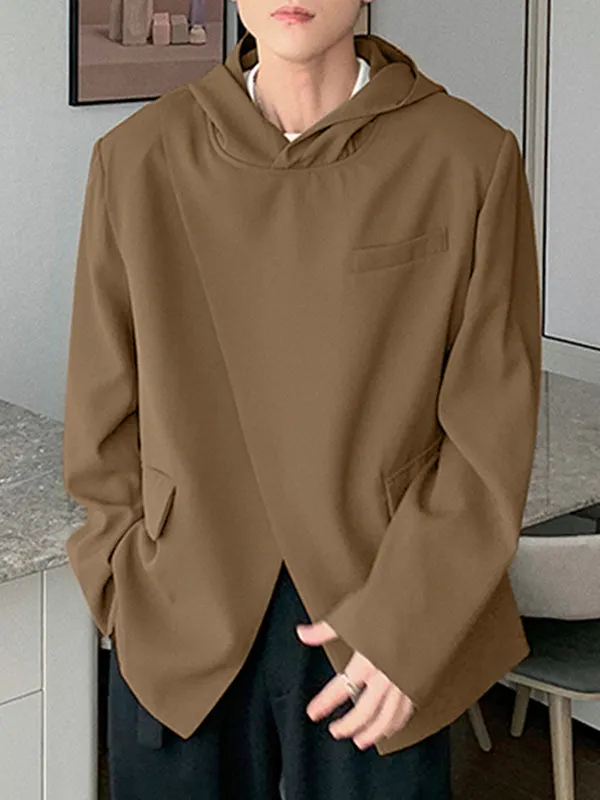 Mens Solid Irregular Placket Casual Hooded Blazer SKUK28512 sold by Incerunmen product image thumbnail 3