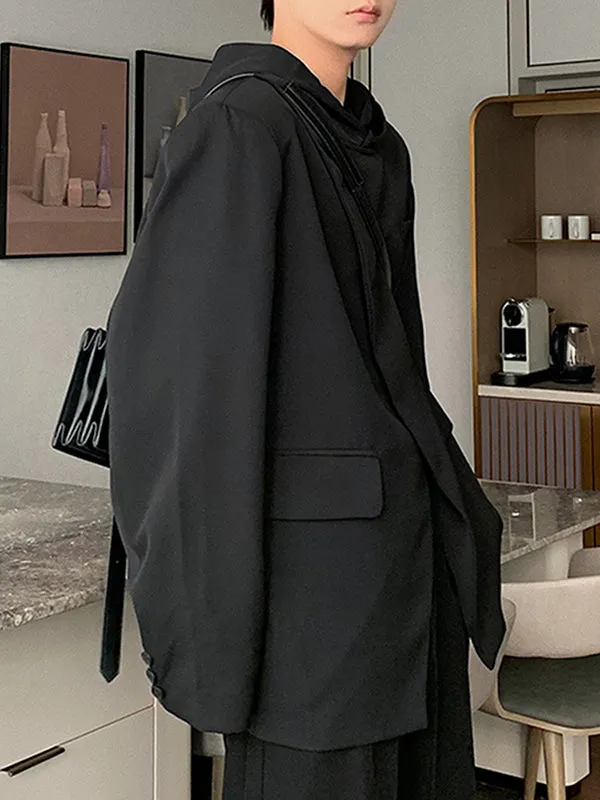 Mens Solid Irregular Placket Casual Hooded Blazer SKUK28512 sold by Incerunmen product image thumbnail 2