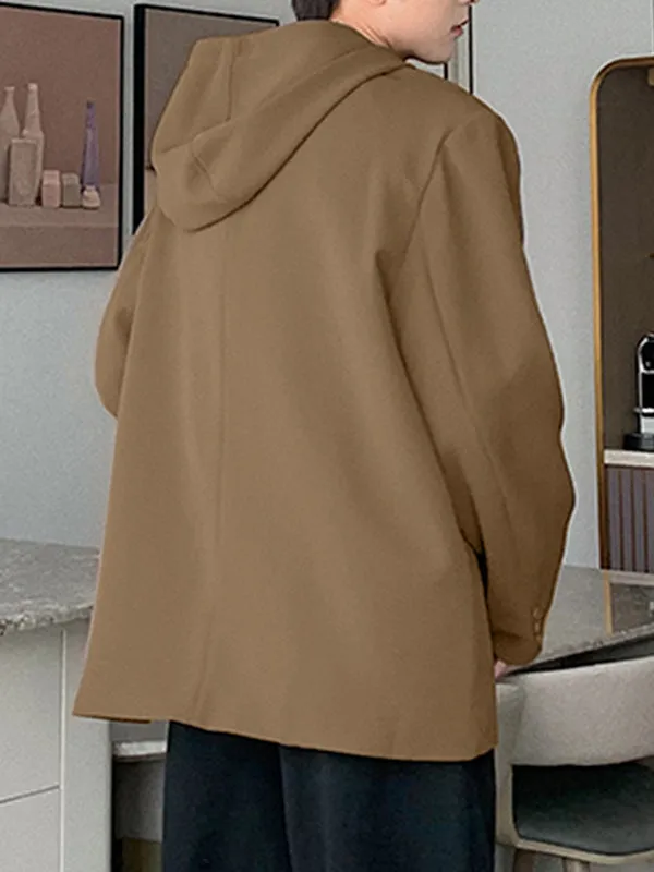 Mens Solid Irregular Placket Casual Hooded Blazer SKUK28512 sold by Incerunmen product image thumbnail 4