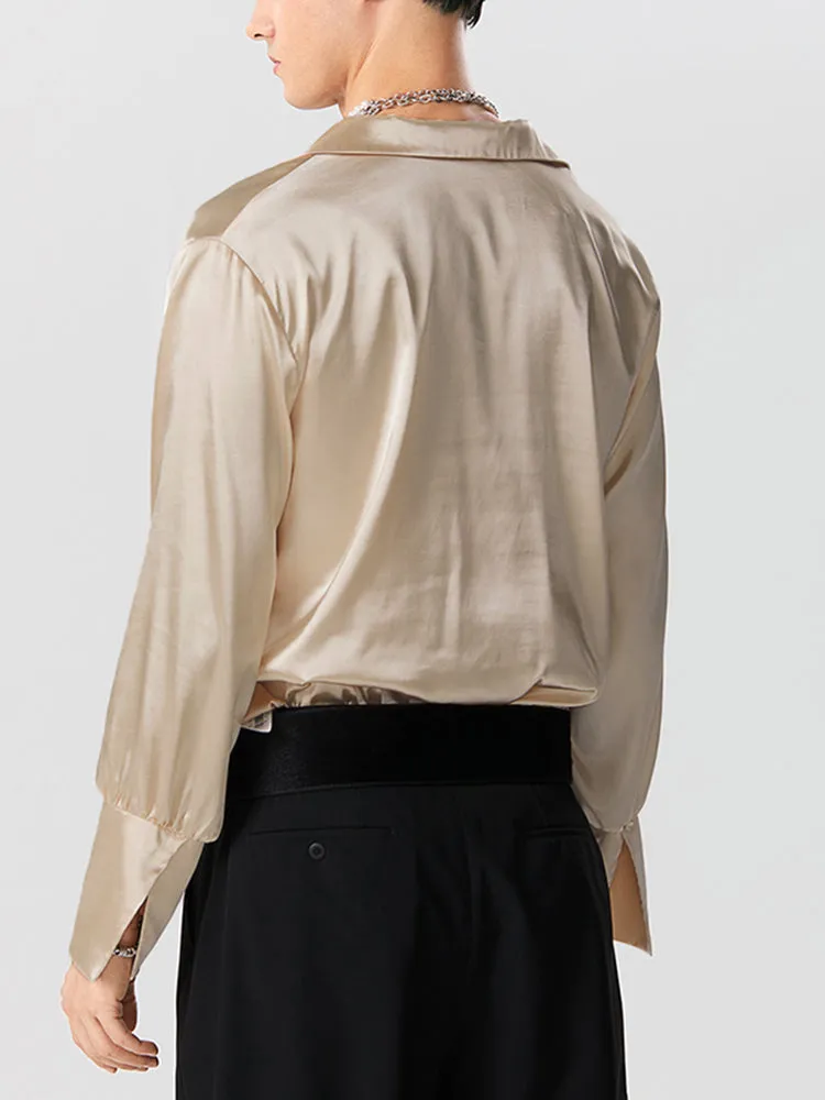 Mens Satin Cowl Neck Solid Shirt SKUK21523 sold by Incerunmen product image thumbnail 4