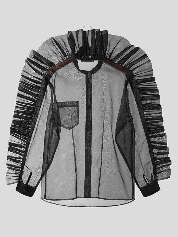 Mens Mesh See Through Ruffle Steampunk Shirt SKUK24646 sold by Incerunmen product image thumbnail 5