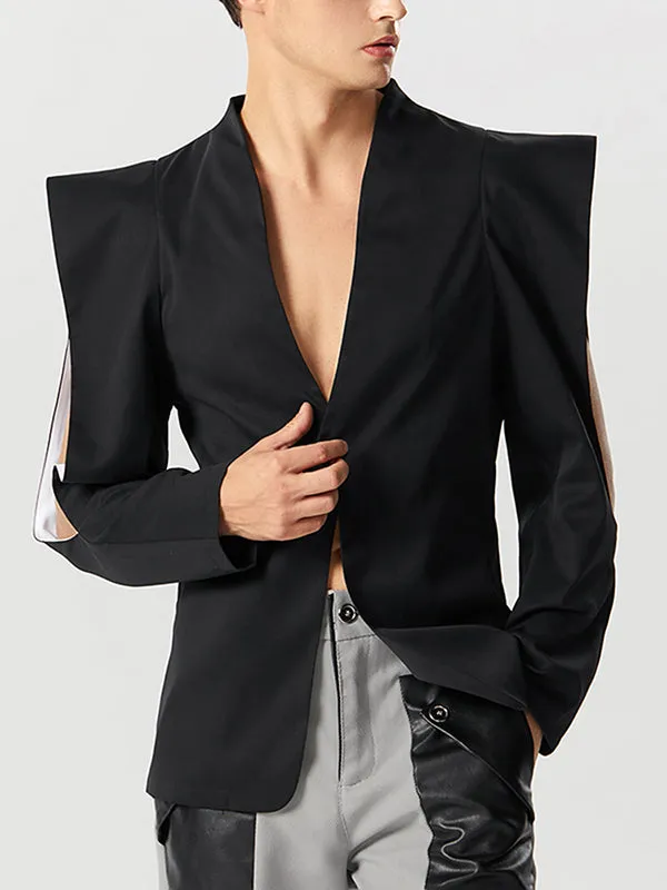 Mens Steampunk Cutout Sleeve Solid Blazer SKUK24881 sold by Incerunmen