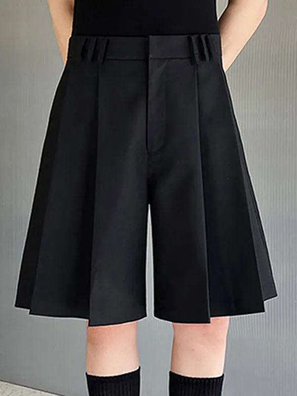 Mens Solid Pleated Mid Length Casual Shorts SKUK17986 sold by Incerunmen