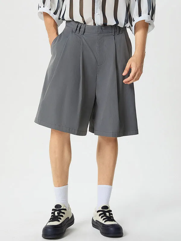 Mens Solid Pleated Mid Length Casual Shorts SKUK17986 sold by Incerunmen product image thumbnail 5