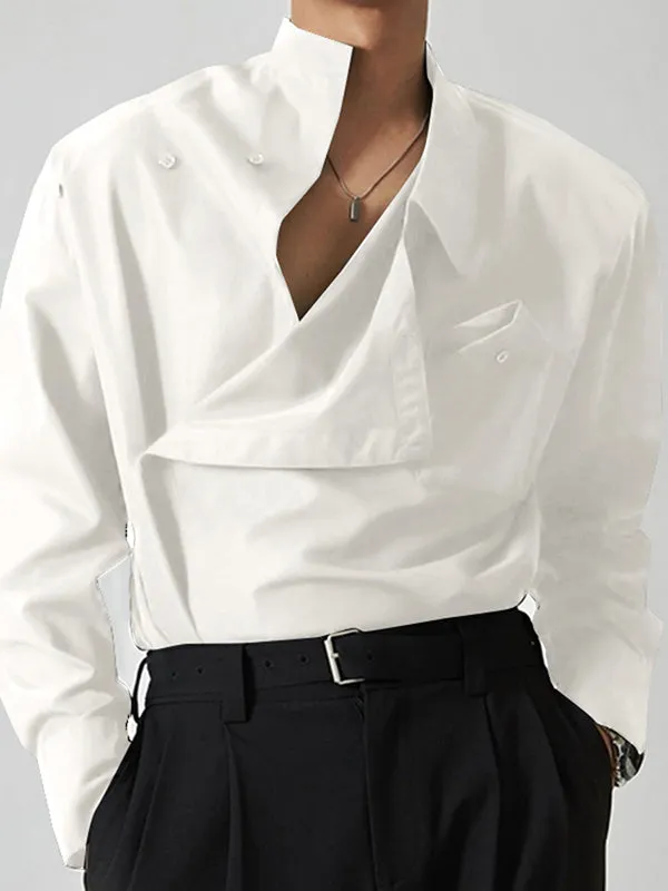 Mens Oblique Button Design Irregular Solid Shirt SKUK08357 sold by Incerunmen product image thumbnail 4