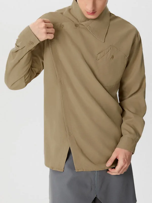 Mens Oblique Button Design Irregular Solid Shirt SKUK08357 sold by Incerunmen product image thumbnail 5