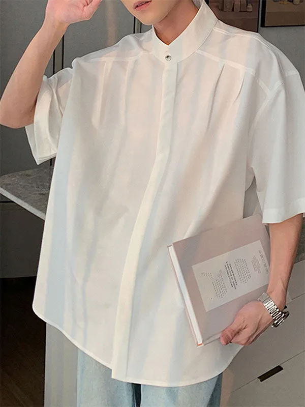 Mens Solid Pleated Concealed Placket Shirt SKUK15664 sold by Incerunmen product image thumbnail 3