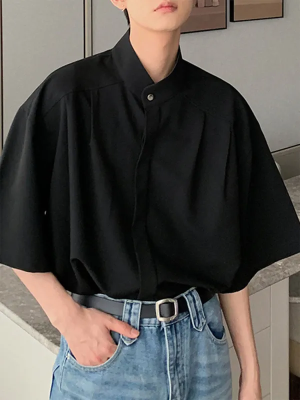 Mens Solid Pleated Concealed Placket Shirt SKUK15664 sold by Incerunmen