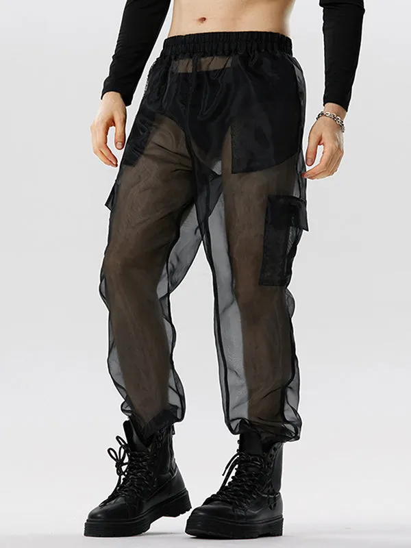 Mens Mesh See Through Chain Cargo Pants SKUK08434 sold by Incerunmen