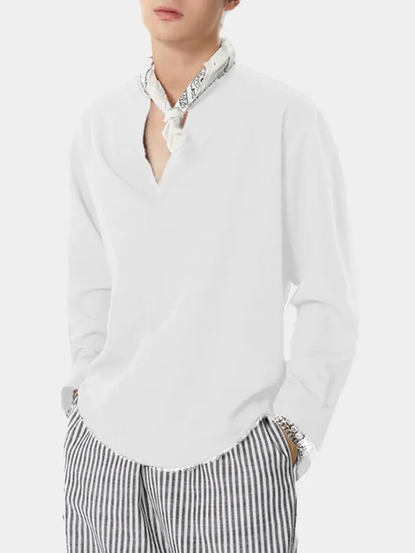 Mens Solid Texture Notched Neck Shirt SKUK11249 sold by Incerunmen product image thumbnail 5