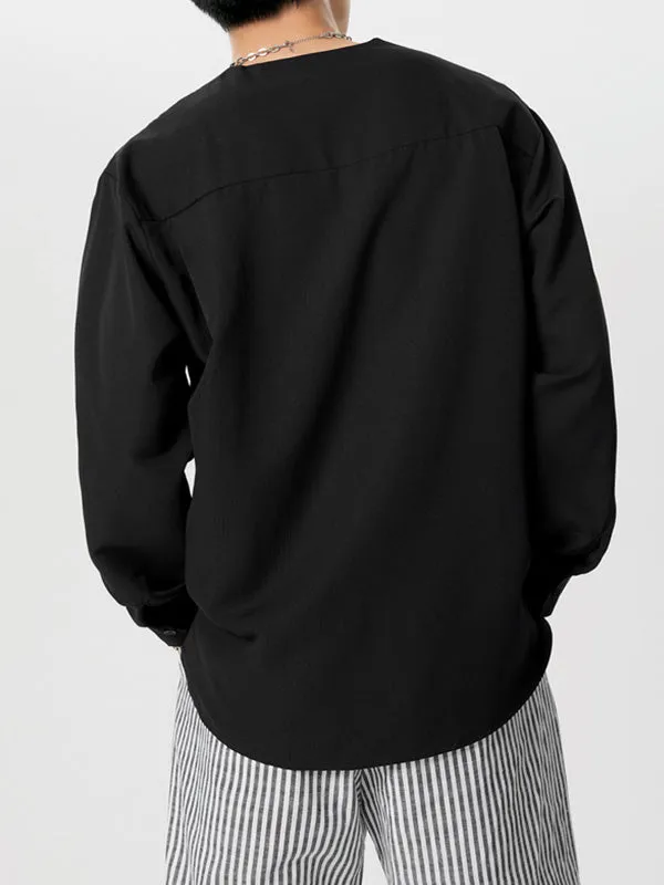 Mens Solid Texture Notched Neck Shirt SKUK11249 sold by Incerunmen product image thumbnail 3