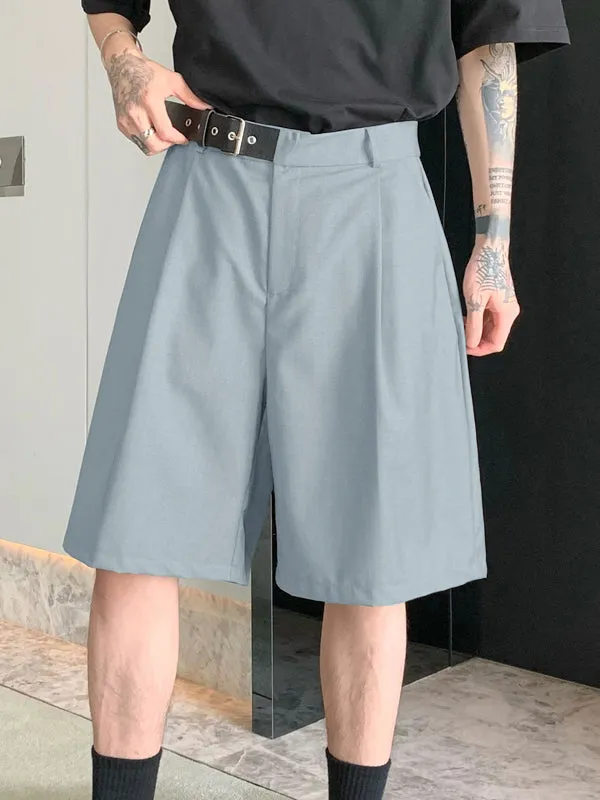 Mens Solid Buckle Waist Casual Straight Shorts SKUK14312 sold by Incerunmen product image thumbnail 3