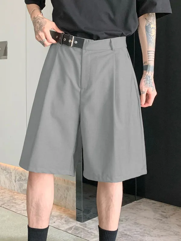 Mens Solid Buckle Waist Casual Straight Shorts SKUK14312 sold by Incerunmen product image thumbnail 2