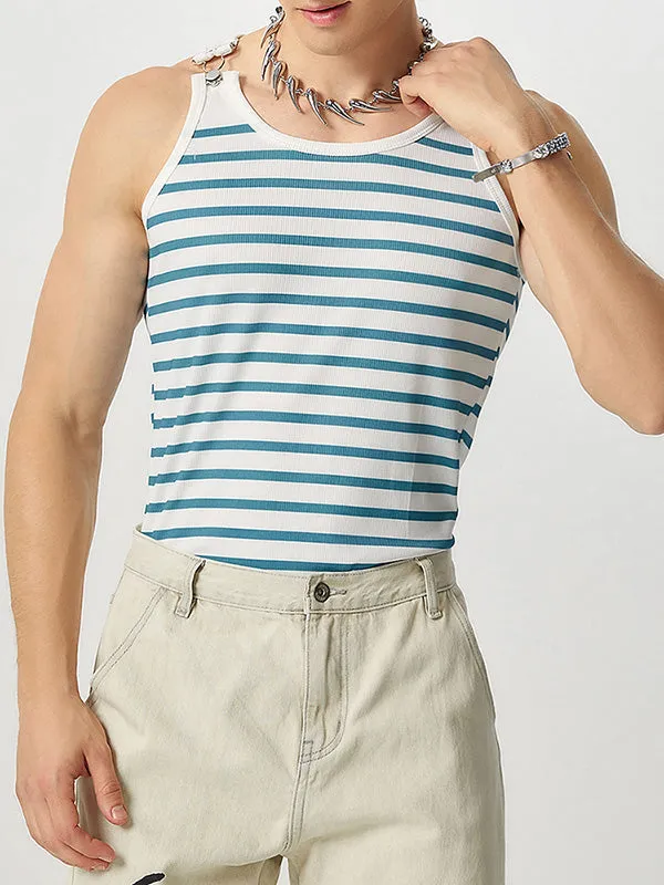 Mens Striped Knit Crew Neck Sleeveless Vest SKUK07259 sold by Incerunmen