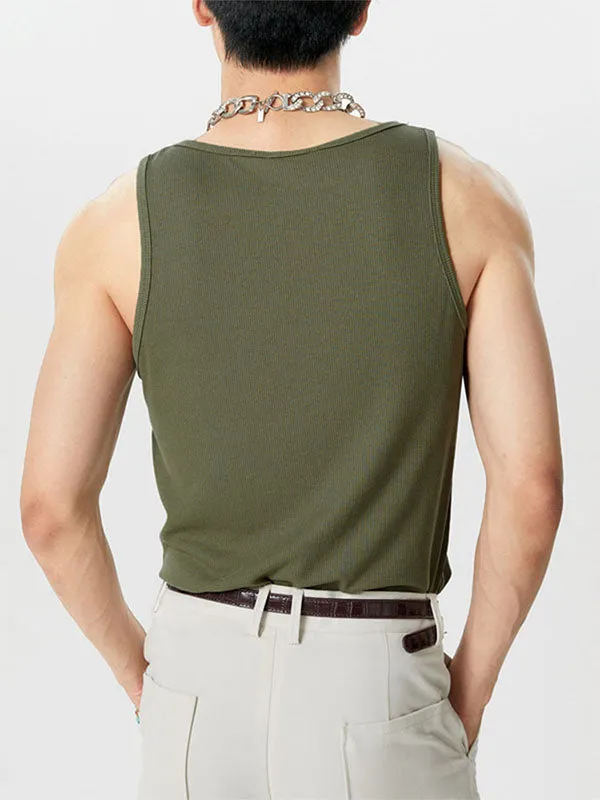 Mens Solid Square Collar Sleeveless Vest SKUK11850 sold by Incerunmen product image thumbnail 2