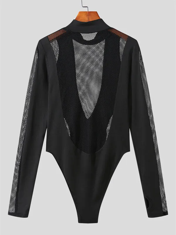 Mens Mesh Patchwork Half-Collar Bodysuit SKUK05972 sold by Incerunmen product image thumbnail 5