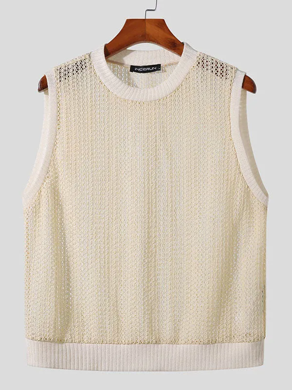 Mens Hollow Out Crew Neck Sleeveless Vest SKUK05910 sold by Incerunmen product image thumbnail 4