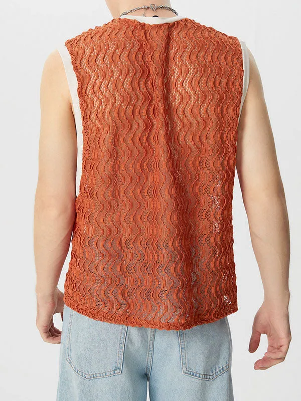 Mens Hollow Out Crew Neck Sleeveless Tank SKUK06037 sold by Incerunmen product image thumbnail 2