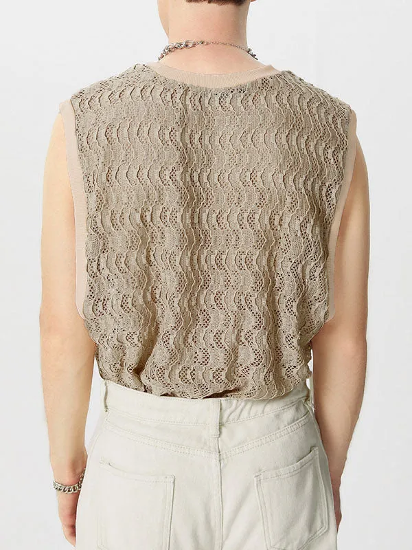 Mens Hollow Out Crew Neck Sleeveless Tank SKUK06037 sold by Incerunmen product image thumbnail 4