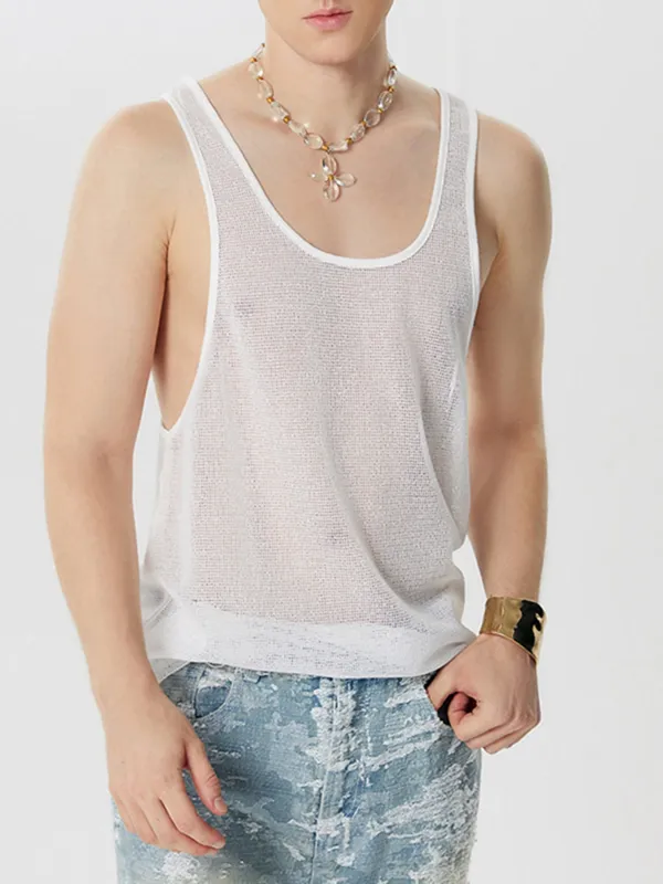 Mens Mesh See Through Casual Sleeveless Tank SKUK05476 sold by Incerunmen