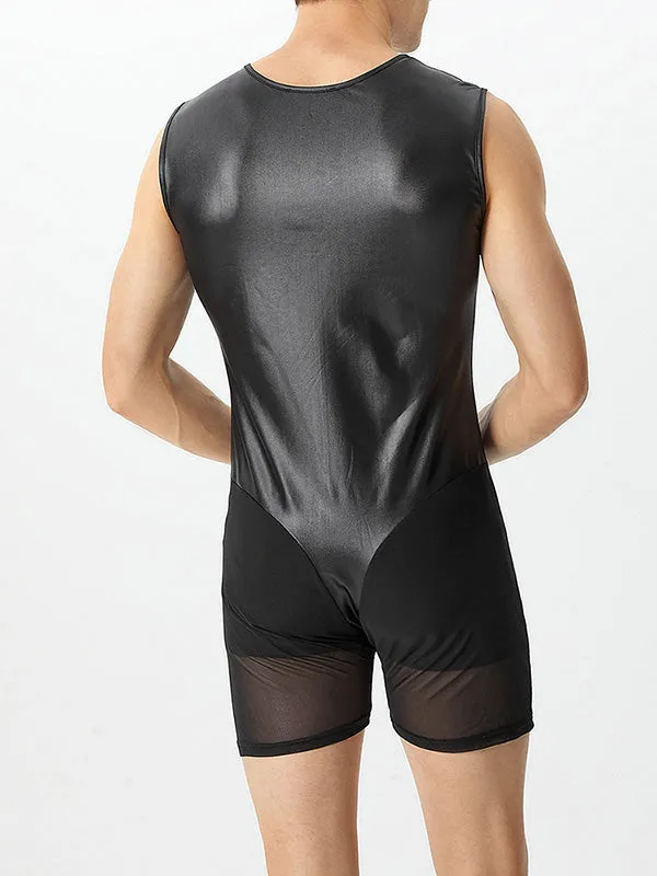 Mens PU Leather Mesh Patchwork Bodysuit SKUJ91189 sold by Incerunmen product image thumbnail 3