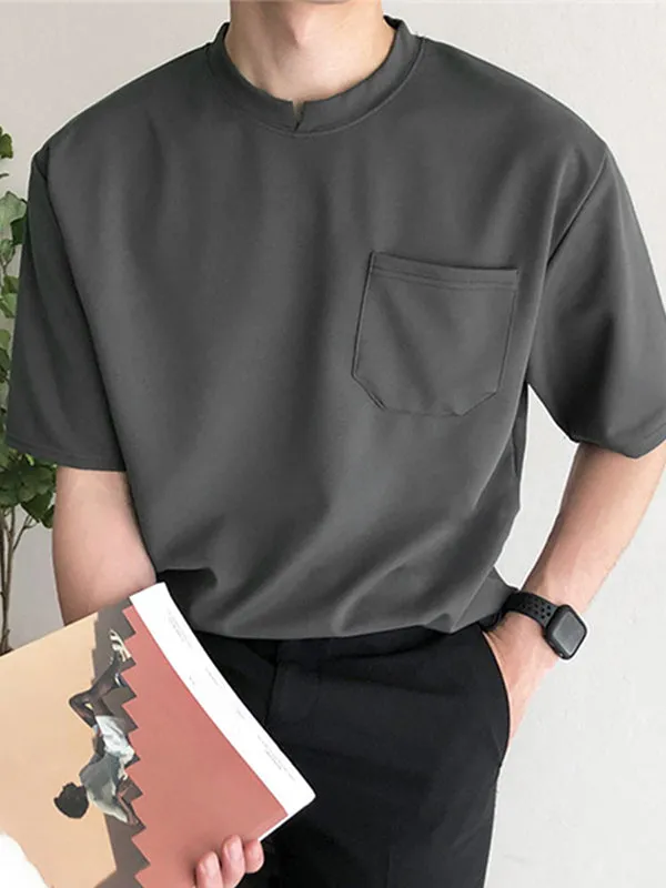 Mens Solid Short Sleeve Pocket Casual T-shirt SKUJ94416 sold by Incerunmen product image thumbnail 3