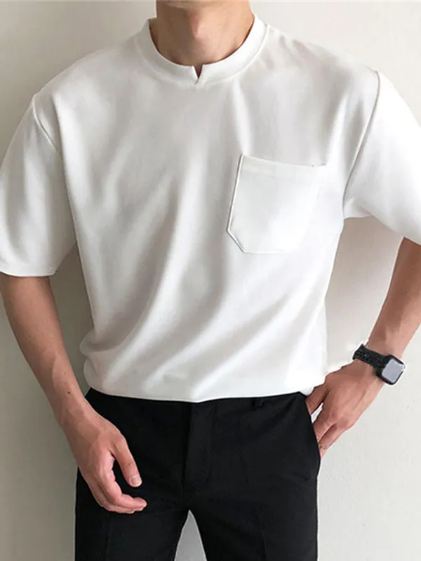 Mens Solid Short Sleeve Pocket Casual T-shirt SKUJ94416 sold by Incerunmen product image thumbnail 2