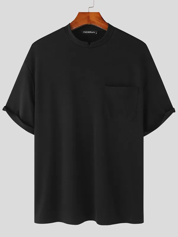 Mens Solid Short Sleeve Pocket Casual T-shirt SKUJ94416 sold by Incerunmen product image thumbnail 4